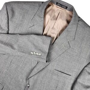 Stafford Wool Blazer Jacket Sports Coat Mens 52R Two Button Gray Business Casual